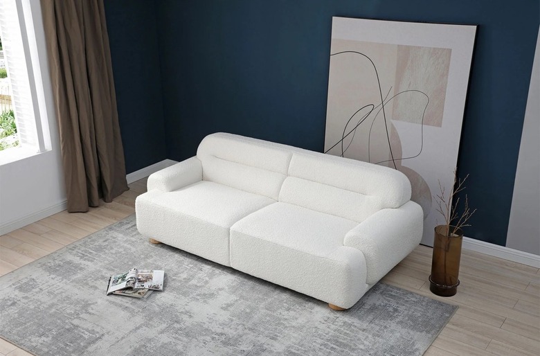 small white boucle sofa
