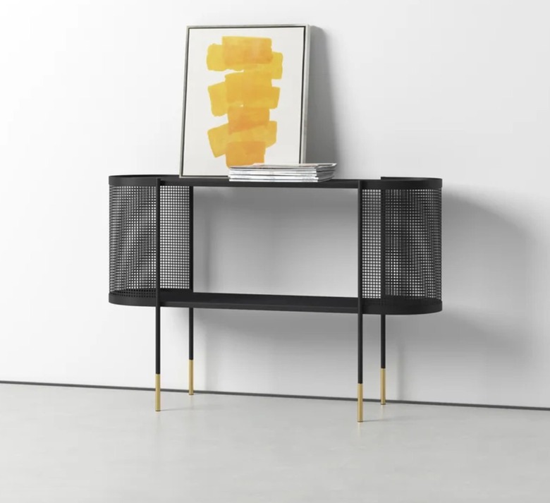 AllModern black metal console table with shelf