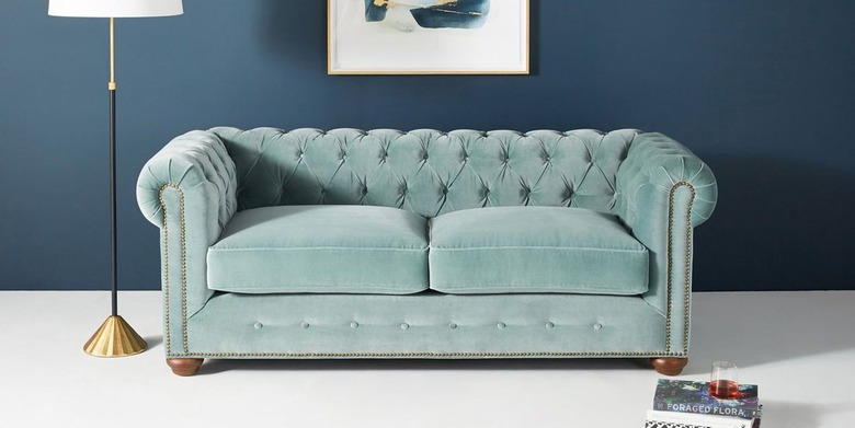 light teal velvet chesterfield