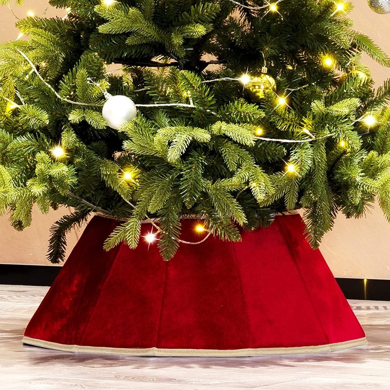 Affordable red velvet Christmas tree collar
