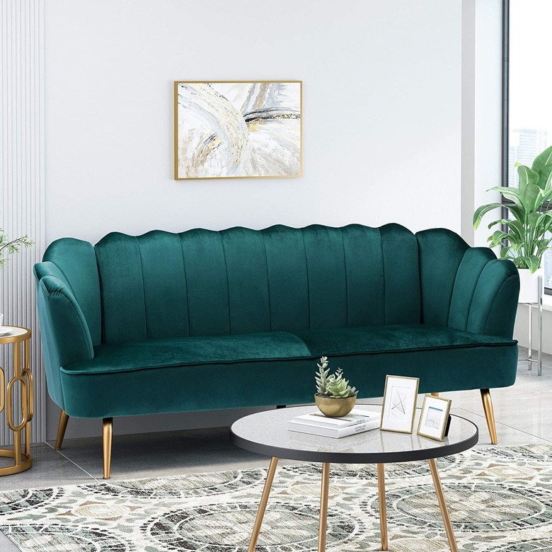 Christopher Knight Home Reitz Modern Glam Velvet Shell Sofa