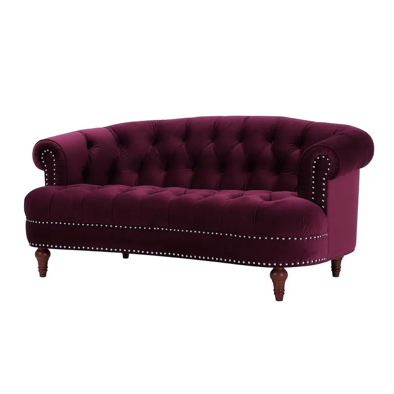 The Home Depot Jennifer Taylor La Rosa Velvet 2-Seater Chesterfield Loveseat