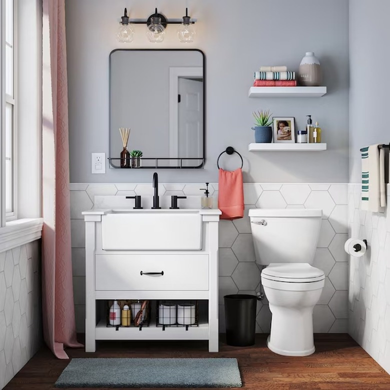 Allen + Roth Harlow Matte Black 2-handle Widespread WaterSense High-arc Bathroom Sink Faucet with Drain