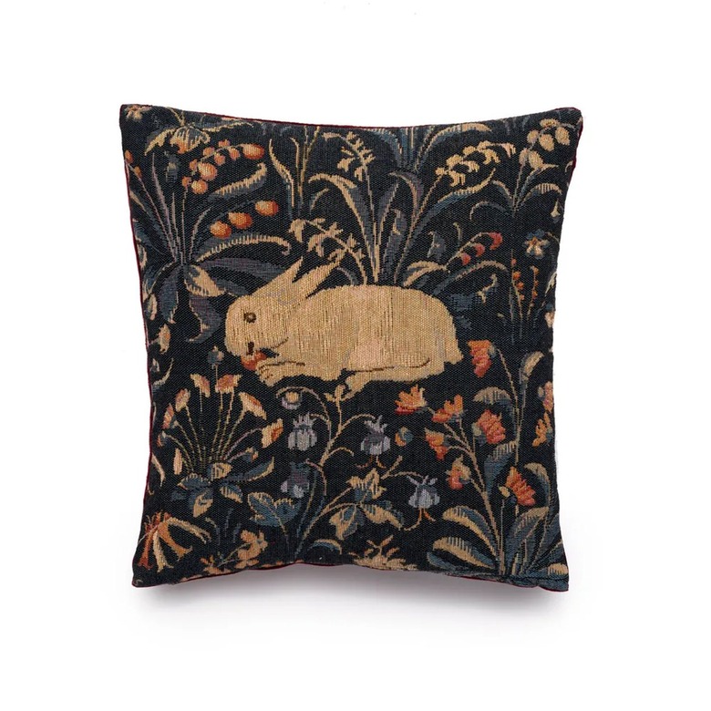 Medieval Rabbit Tapestry Pillow Cover