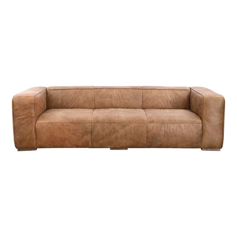 AllModern Dionnen 101.2-Inch Genuine Leather Tuxedo Arm Sofa