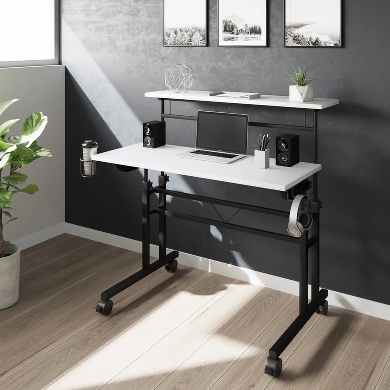 Inbox Zero Rolling Height Adjustable Gaming Desk