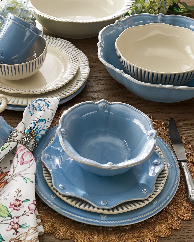 blue dinnerware