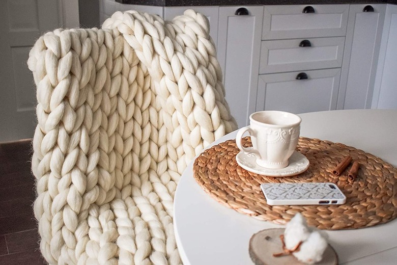 Sheps Wool Chunky Knit Blanket