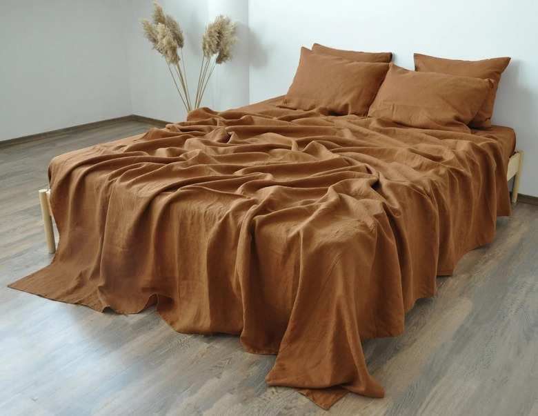 True Things Linen Cinnamon Linen Sheet Set