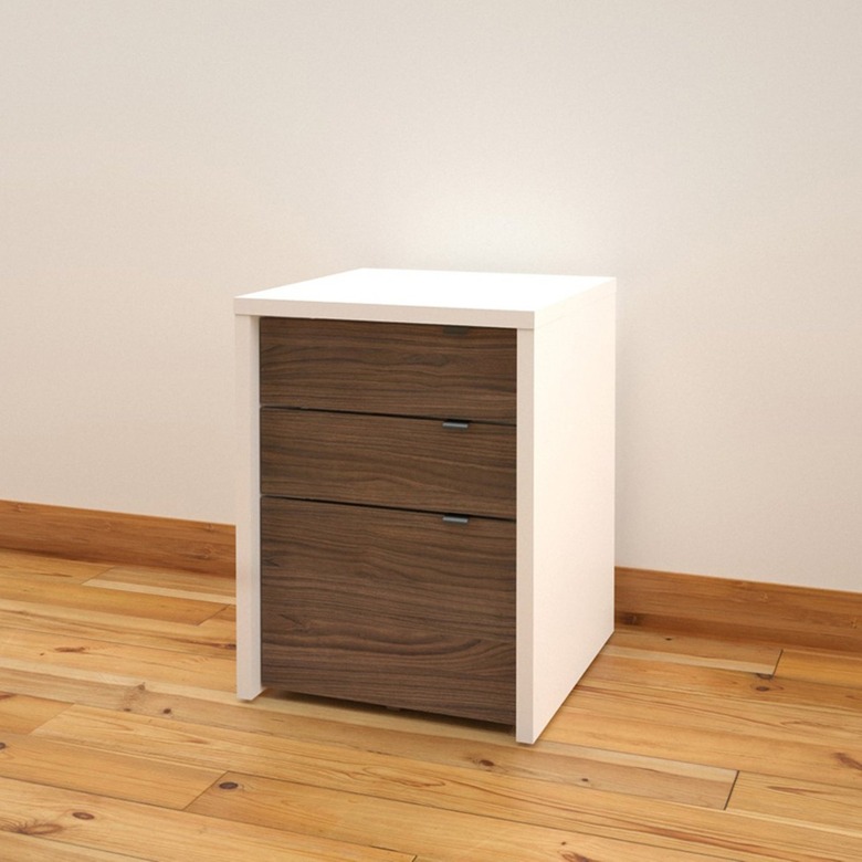 wood and white filing cabinet