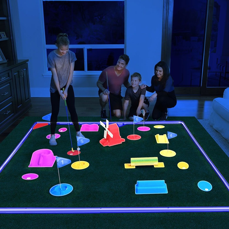 Hammacher Schlemmer The Glow In The Dark Mini Golf Course