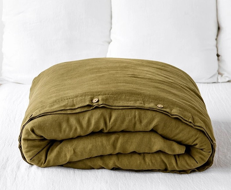 MagicLinen Linen Duvet Cover in Olive Green