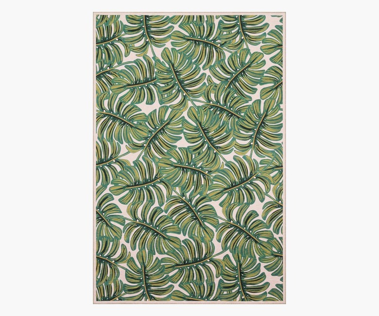 monstera patterned rug