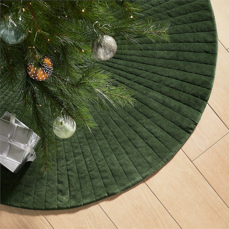 CB2 Flake Olive Velvet Tree Skirt