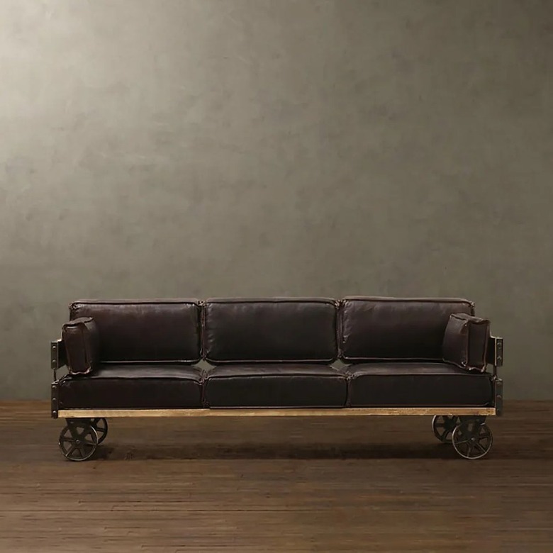 Leather couch with wheels