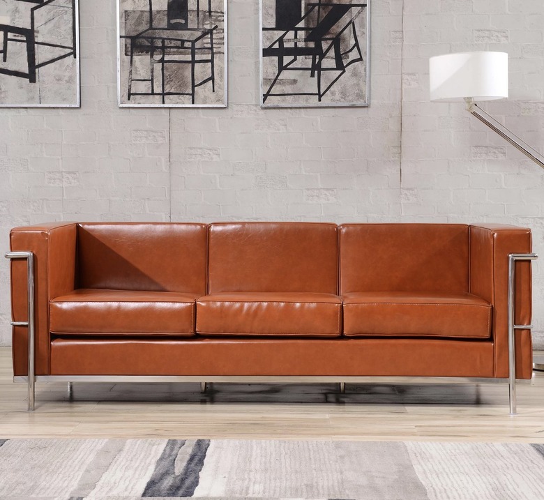 Leather and metal couch