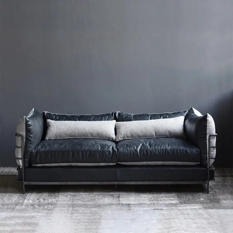 Industrial sofa with pillows