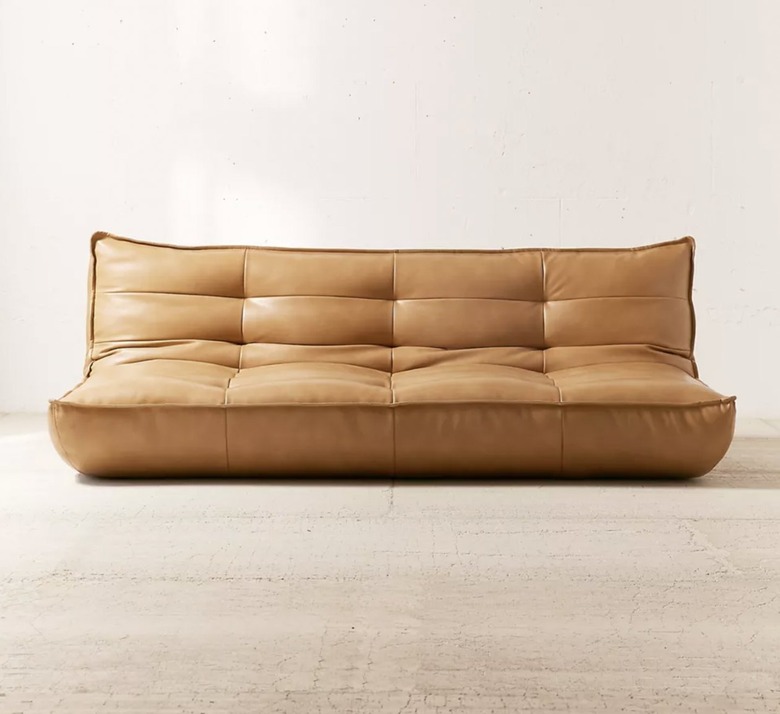 Tufted leather couch without legs