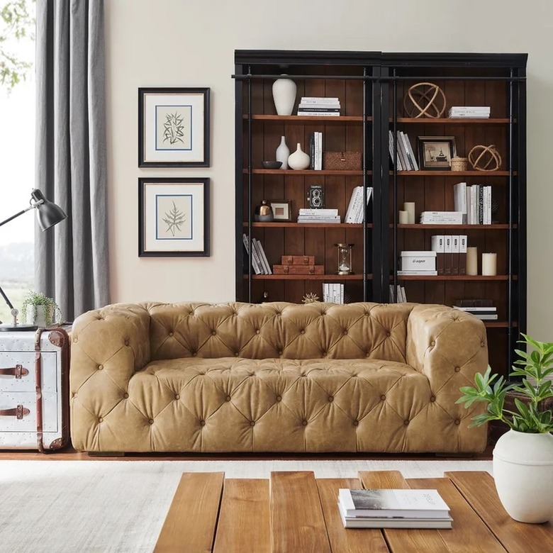 Tufted leather sofa