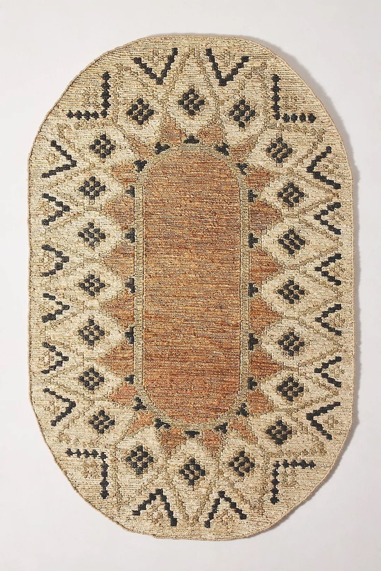 oval patterned jute rug