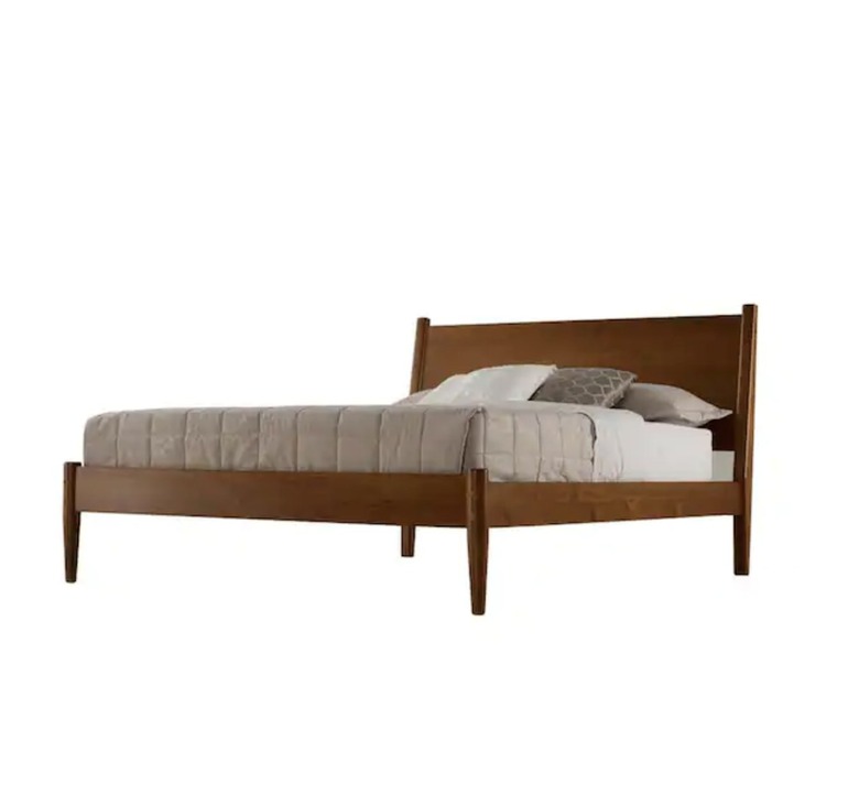 Camaflexi Mid-Century Castanho Platform Bed