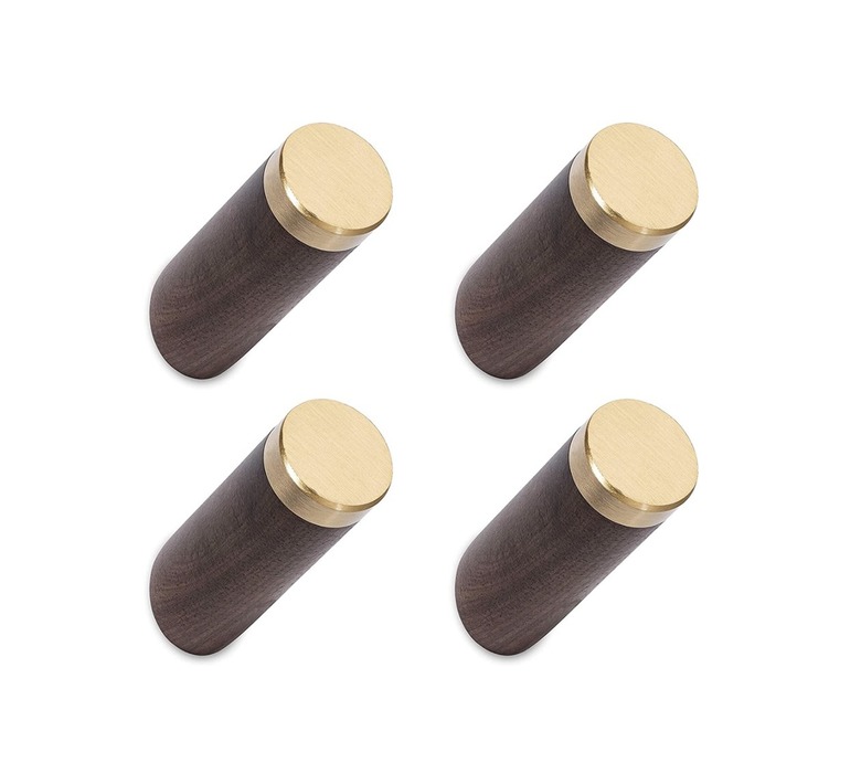 wood hooks with gold accents