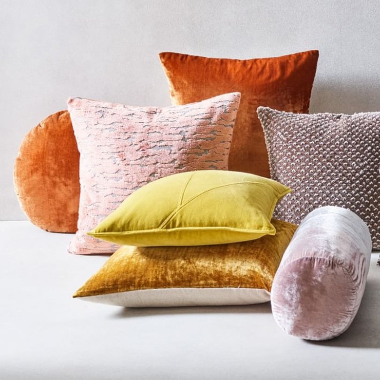 west elm velvet pillows midcentury modern decor