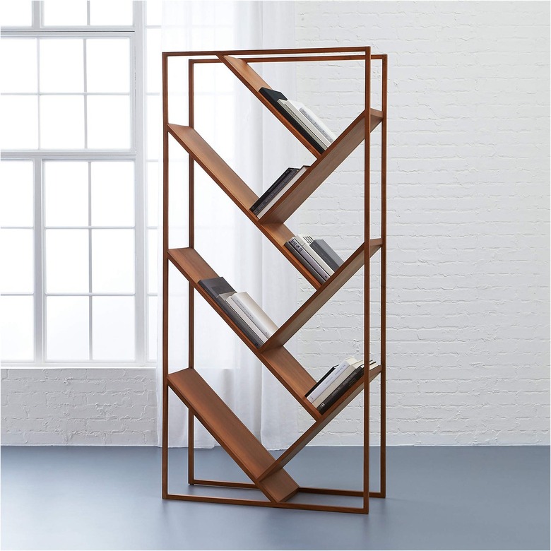 cb2 bookcase midcentury modern decor