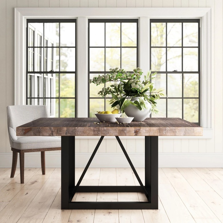 wood-top square dining table