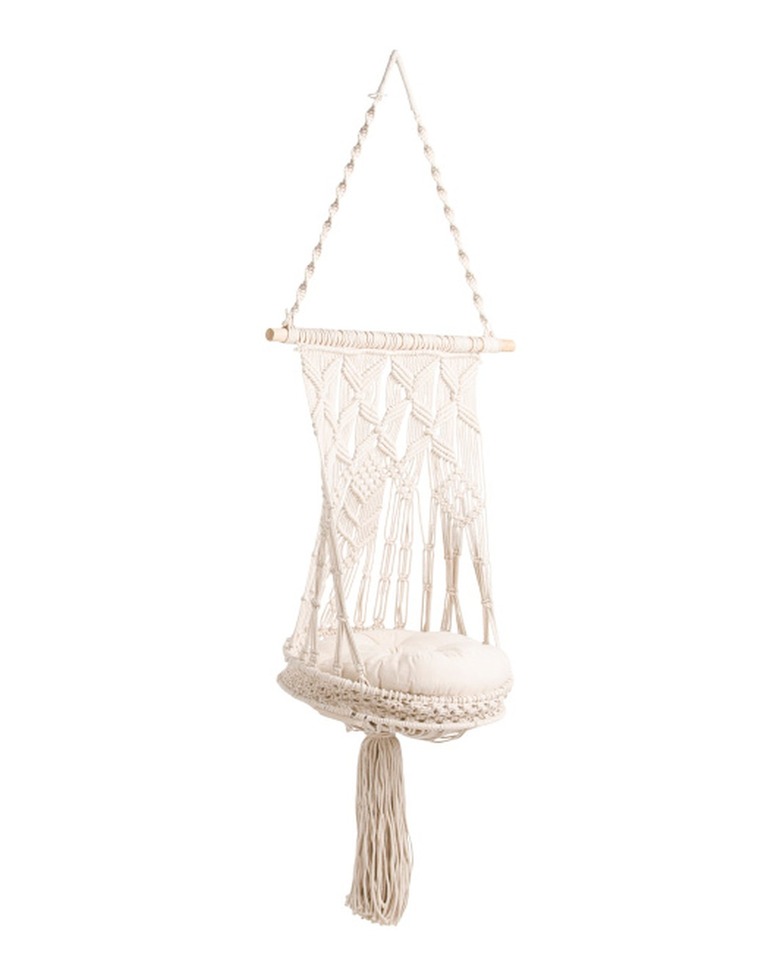 T.J.Maxx Macrame Round Cat Hammock With Cushion