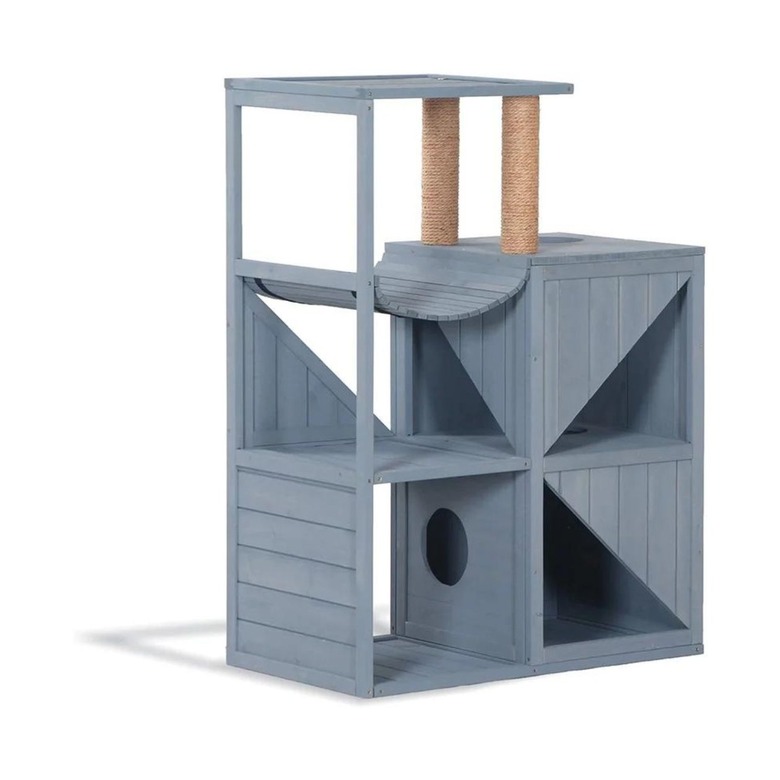 MCombo Gray 44-Inch Solid Wood Indoor Cat Condo