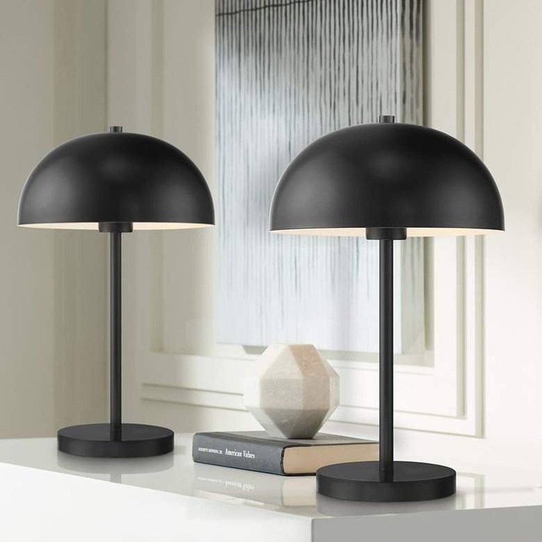 Lamps Plus Rhys Black Metal Mushroom Dome Modern Table Lamps