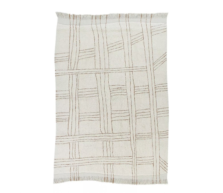 white abstract lined rug