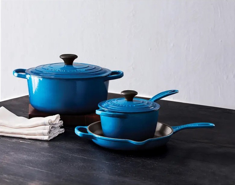 blue le creuset dutch oven
