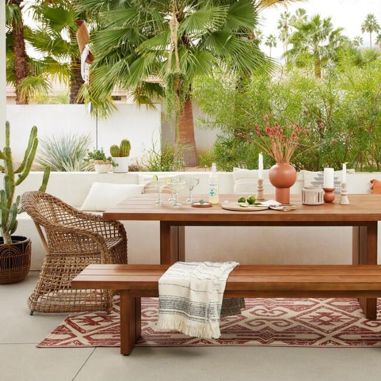World Market Light Teak Eucalyptus Samar Outdoor Dining Table