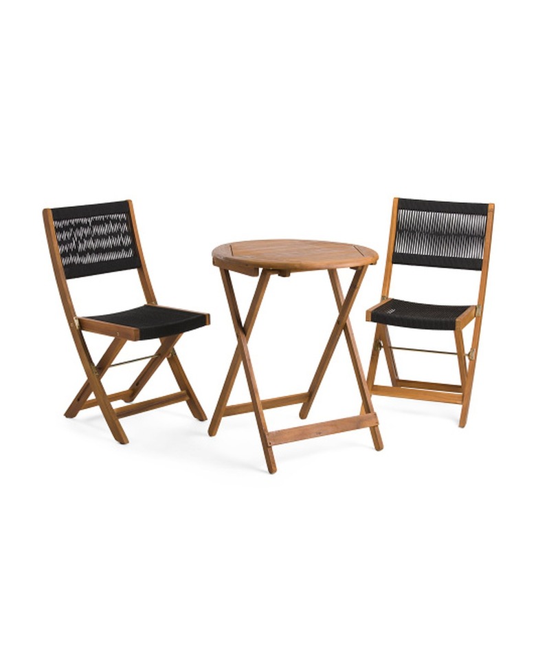 T.J.Maxx Indoor Outdoor Rope And Acacia Wood Bistro Set