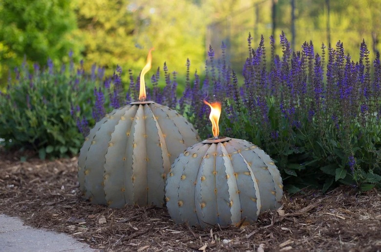 Desert Steel Small Golden Barrel Cactus With Torch