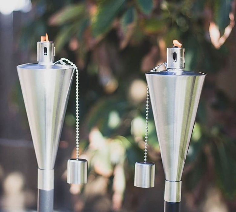 Pottery Barn Stainless Steel Cone Garden Torches