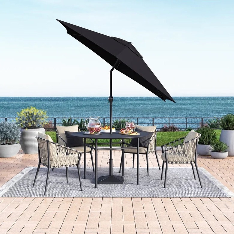 Black tilted umbrell