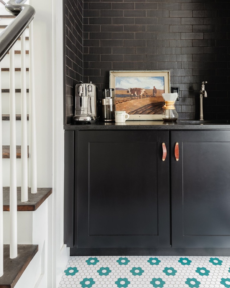 teal and white flooring