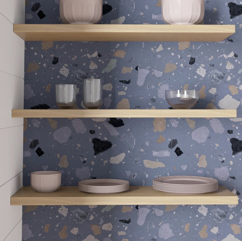 Speckled blue wallpaper