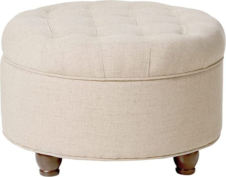 round beige tufted ottoman