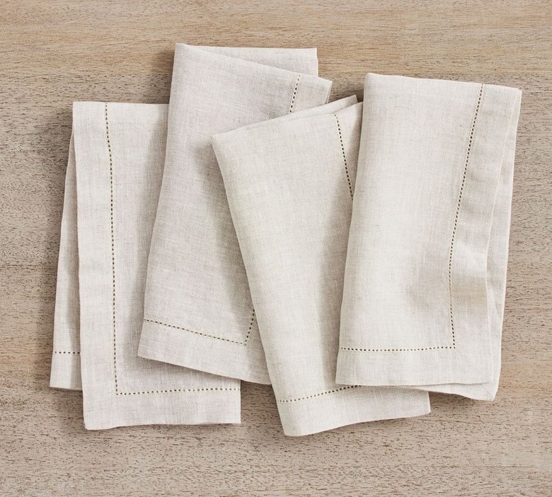 Pottery Barn Classic Belgian Flax Linen Hemstitch Napkins
