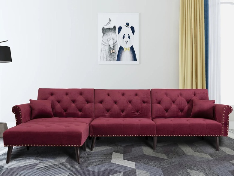 George Oliver Alsatia 115-Inch Wide Velvet Reversible Sleeper Sofa and Chaise