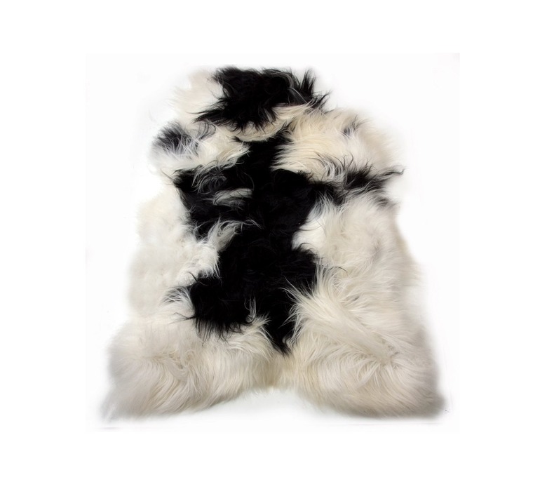 black and white sheepskin rug