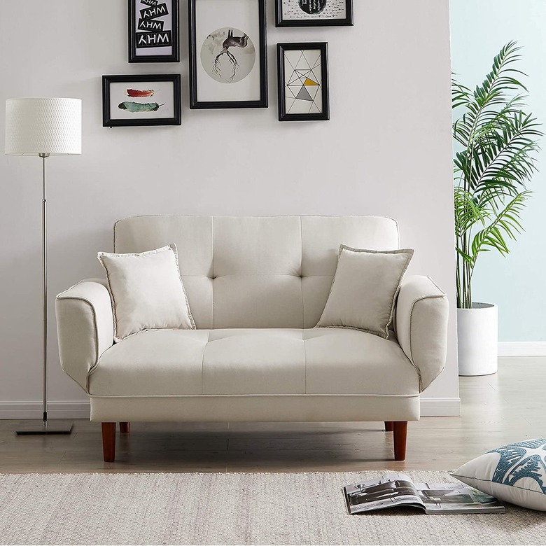 beige small sleeper sofa