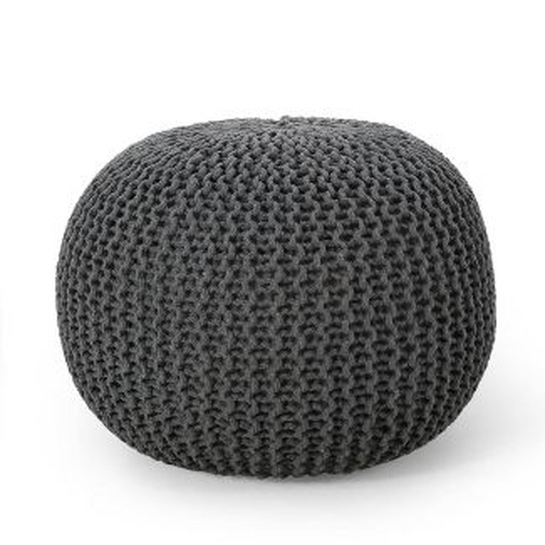 Christopher Knight Home Nahunta Modern Knitted Round Pouf Gray