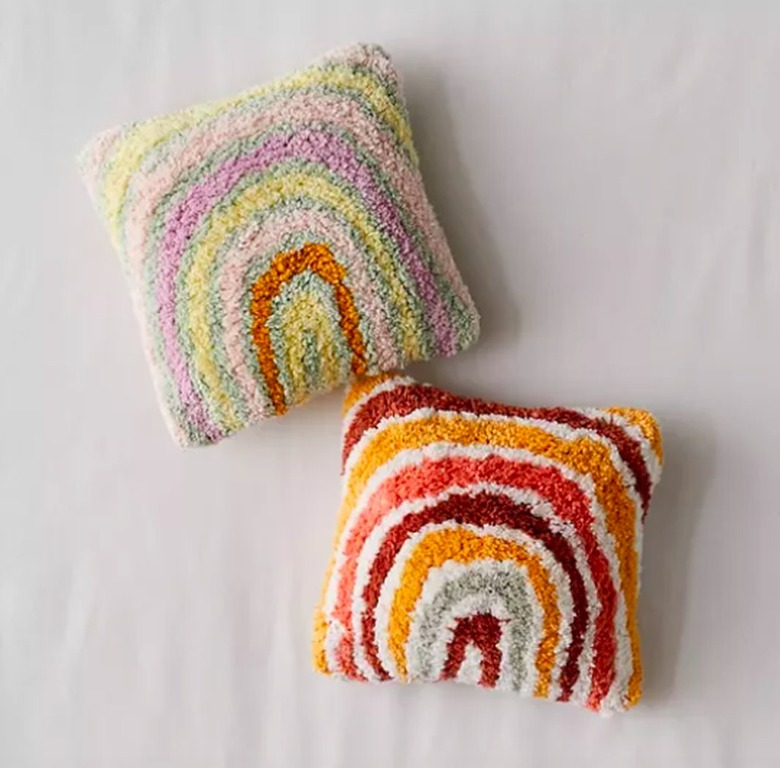 Urban Outfitters Rainbow Tufted Mini Throw Pillow