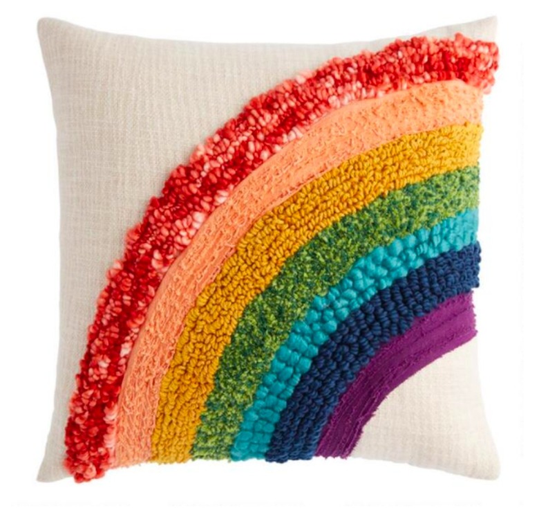 World Market Tufted Rainbow Throw Pillow