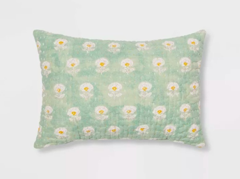 Threshold Kantha Floral Stitch Decorative Throw Pillow